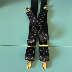 Adjustable Black with Pattern Suspenders 37 inches